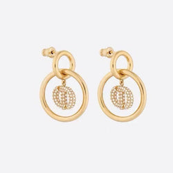 Dior CD Drop Gold Diamond Earrings